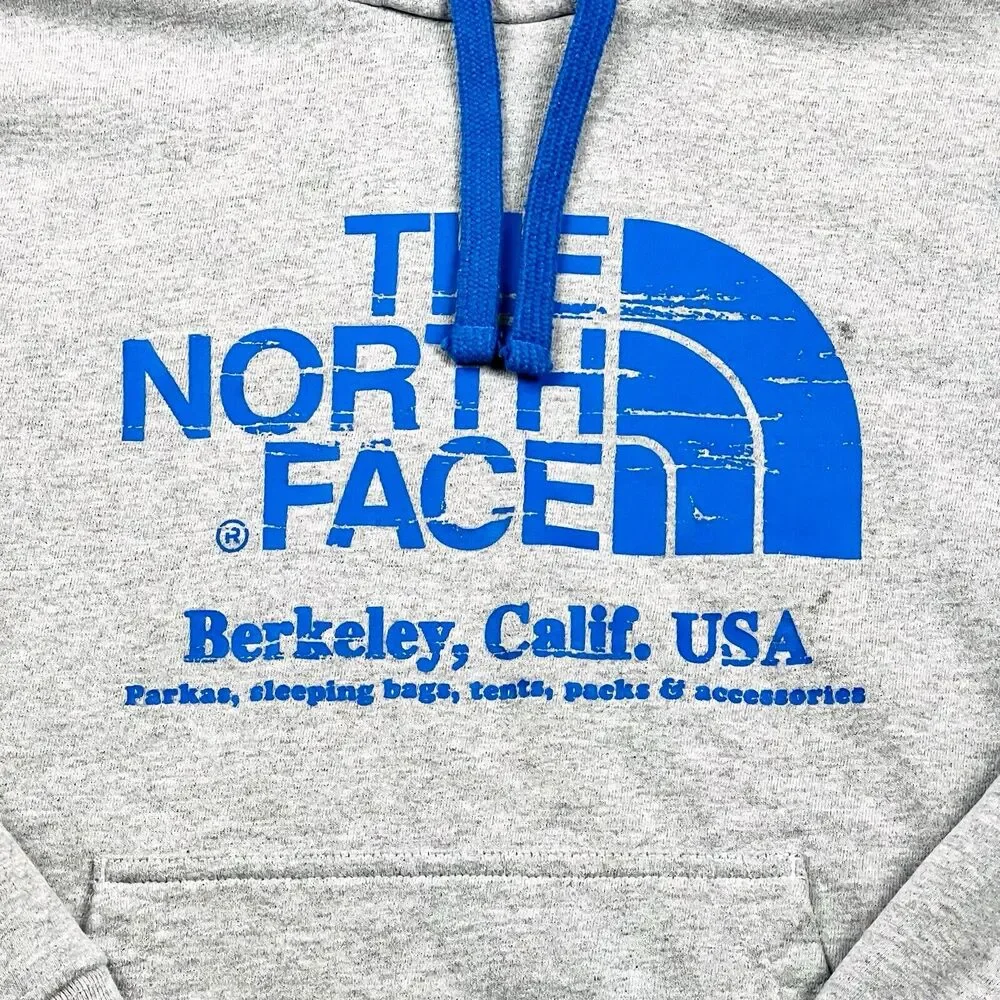 The North Face Mens S Gray Berkeley Graphic Fleece Hoodie Gorpcore Outdoor